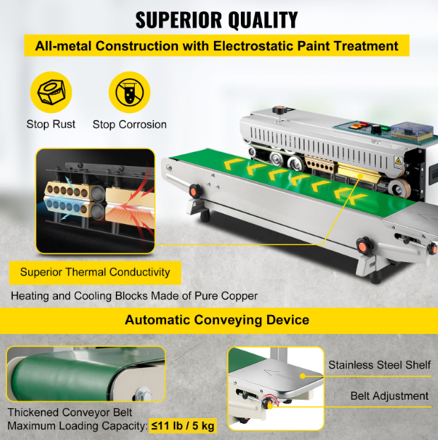 Zhejiang Tianyu Industry Co., Ltd.Supplier Factory Manufacturer Make and Supply Automatic Continuous Sealer FR-900 Industrial Used Continuous Band Type Sealing Machine