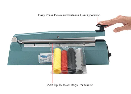 Zhejiang Tianyu Industry Co., Ltd. Supplier Factory Manufacturer Make and Export Aluminum Case Hand Impulse Sealers Aluminum Body AFS-Series Plastic Bag and Poly Tubing Tabletop Heat Sealing Machines