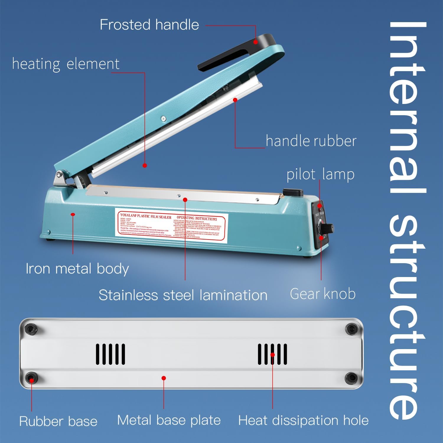 Zhejiang Tianyu Industry Co. Ltd. Supplier Factory Manufacturer Make and Wholesale Hand Heat Sealer Iron Body FS-Series Impulse Plastic Bag Film Sealing Machine