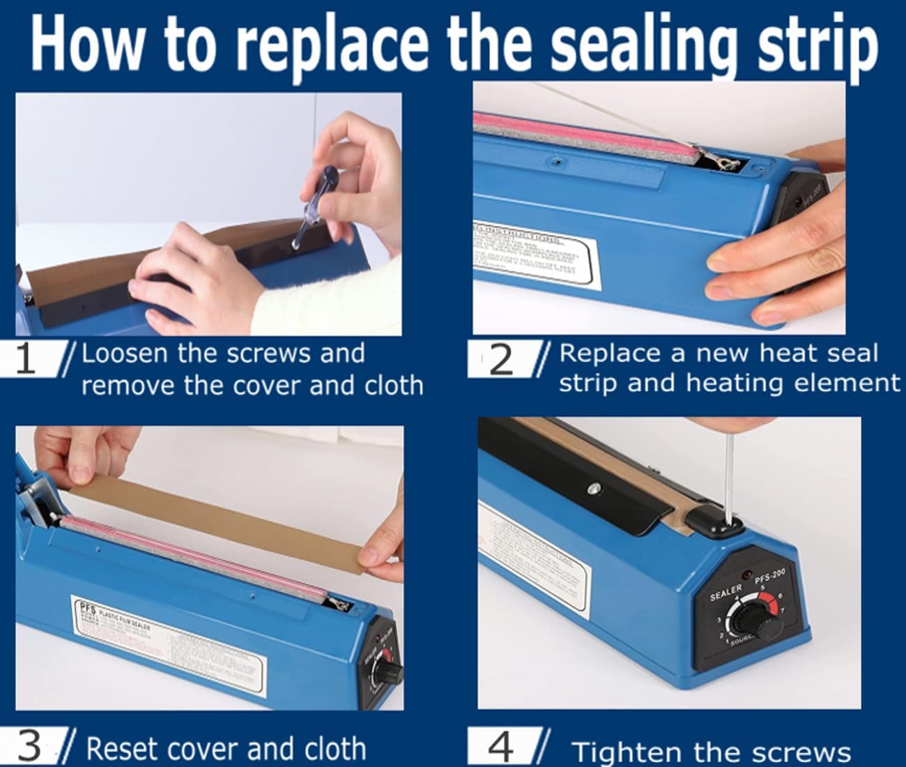 Zhejiang Tianyu Industry Co., Ltd Supplier Factory Manufacturer Make and Sale Desktop Impulse Heat Sealers Plastic ABS Shell PFS Series Hand Plastic Bag Heat Sealing Machines Low Price Packaging Tool