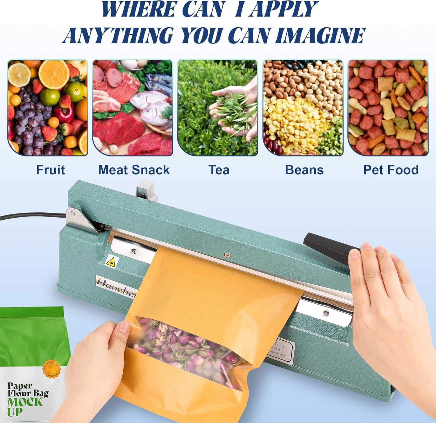 Zhejiang Tianyu Industry Co. Ltd. Supplier Factory Manufacturer Make and Supply Manual Impulse Sealer With Cutter Iron Case FS-Series Hand Press Plastic Bag Heat Sealing Machine